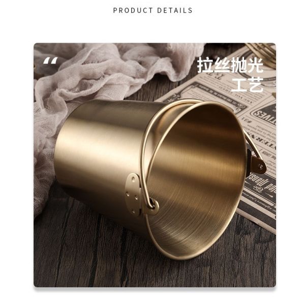 Stocked 304 Stainless Steel Snack Bucket Multi-purpose Portable Ice Bucket with Handle