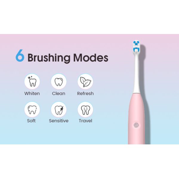 Soft Bristle Electric Toothbrush ABS Plastic Rechargeable IPX7 Waterproof Travel-Friendly Teeth Whitening Sonic Technology
