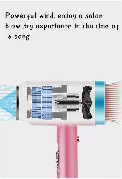 Pink Hair Dryer With 3 Professional Attachments For Powerful Wind And Gentle Care Suitable For All Hair Types