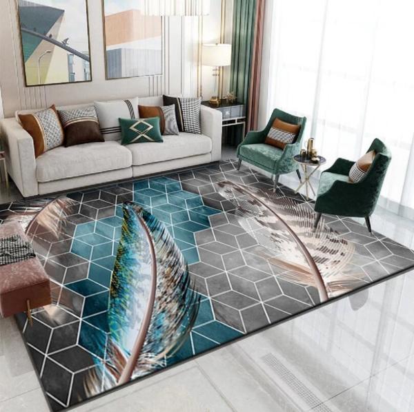 Feather Living Room Floor Carpets North European Crystal Velvet Sofa Bedroom Carpets