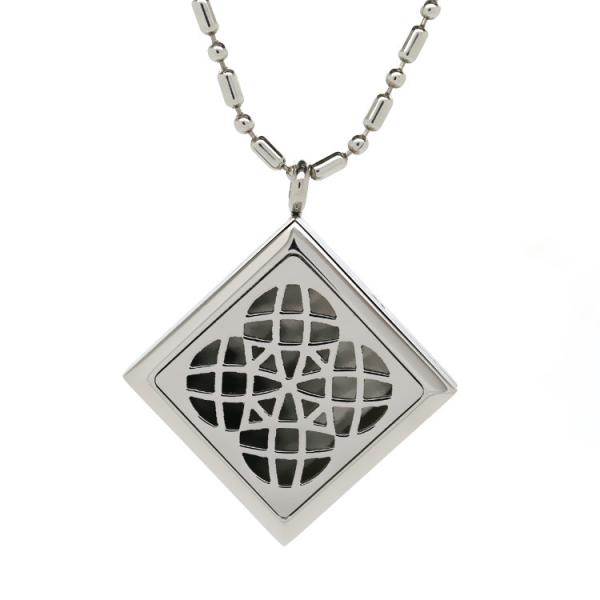 Stainless Steel Hollow Cutting Square Shape Perfume Scented Essential Oil Diffuser Locket