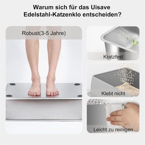 Boîte à litière en acier inoxydable pour chat à l'odeur étanche, poubelle à litière, bac à sable Produits propres 60*39*40 cm Acceptable OEM/ODM Pour les chats