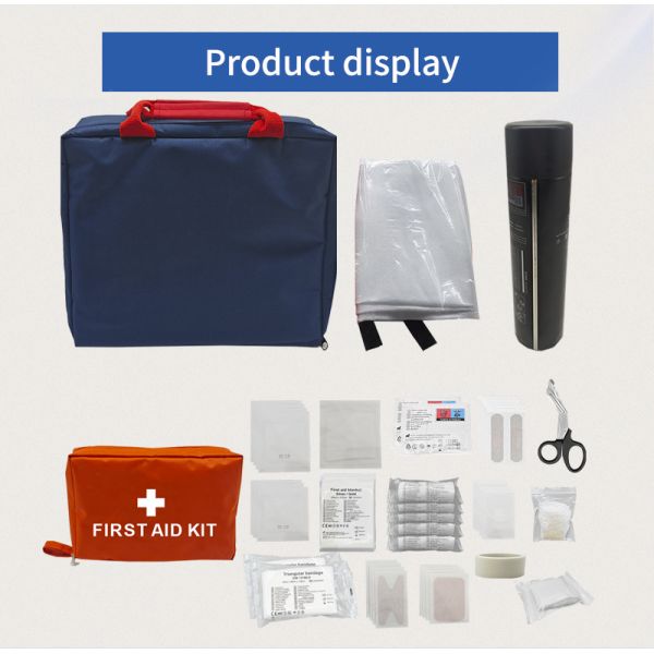 A Home First Aid Kit Containing Emergency Survival Tools Such As a Fire Extinguisher and a Fire Blanket