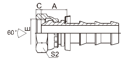 Female Hydraulic Socketless Hose Fittings , Bsp 60 Cone Fittings 22611 - Po