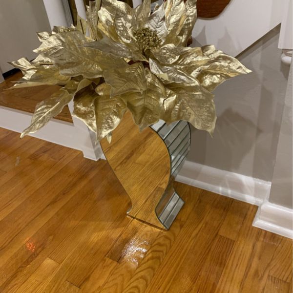 Clear Crystal Tall Mirrored Crushed Diamond Floor Vase Planter For Wedding