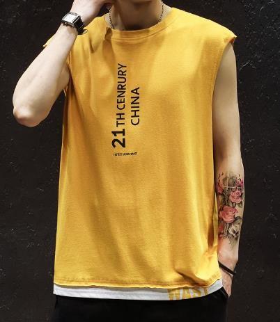 Oem Apparel Manufacturers Men'S Round Neck Loose Sleeveless Vest Print Vest T - Shirt
