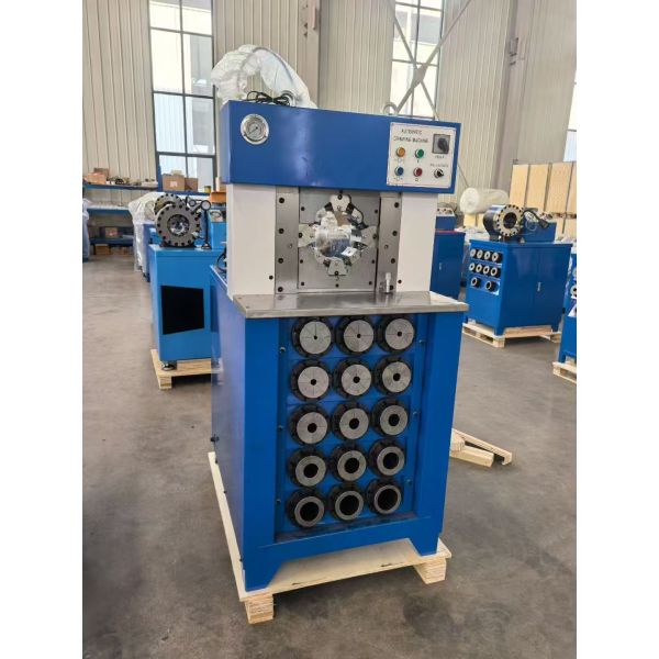3 Inch Super Thiness Model Hydraulic Hose Crimping Machine Black And Blue Color With 6-76mm Crimping Range 165mm Max Opening And 15 Dies