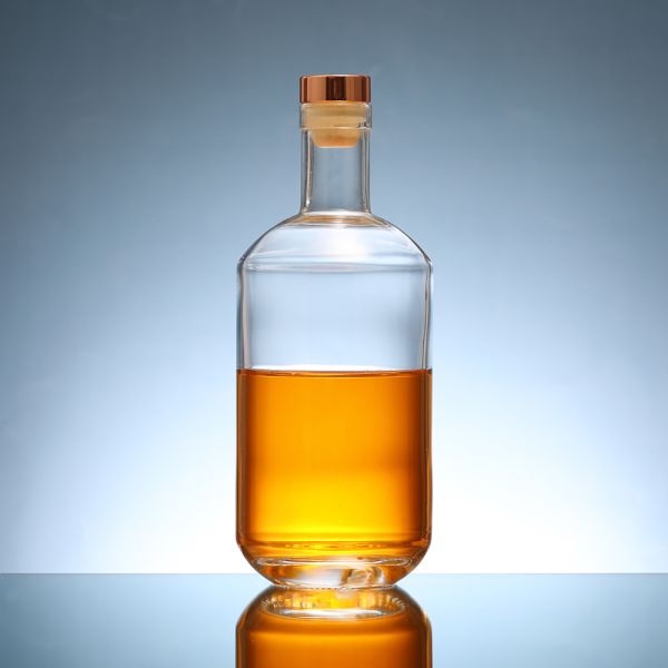 Transparent Circular Glass Bottle for Whiskey and Vodka 200ml 375ml 500ml 750ml 1000ml