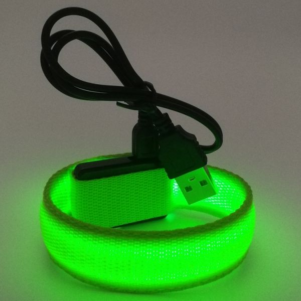 Custom Offset Printing Nylon Flashing LED Bracelets Glow in Dark for Events Concerts
