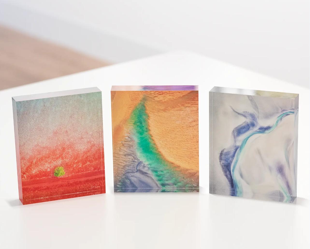 Custom Solid Acrylic Block With UV Printing And Clear  For Display Stands