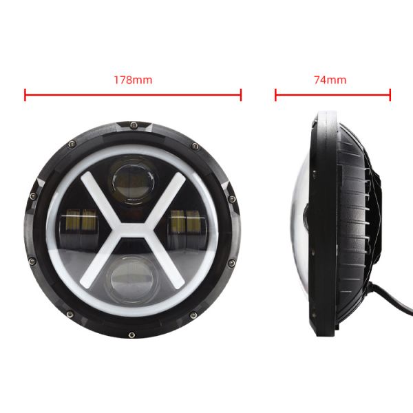 Custom H Type 7 inch LED Headlight for Motorcycle Modification Aluminum PC Material