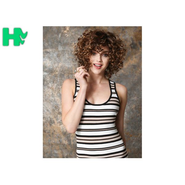 Cheap European Amerian Styles Brown Short Curly Synthetic Hair Wig