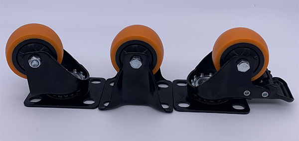 Колесо проступи PU 2 дюймов оранжевое с твердым твердым рицинусом плиты