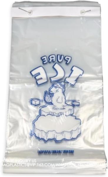 Ice Bags 10 Lb Wicketed With Twist Ties For Ice Machine - Strong Plastic 10 Lb Ice Bags With Metal Wicket