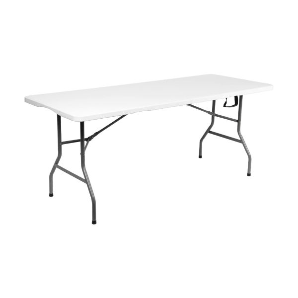 Portable 6ft White Plastic Dining Table for Outdoor BBQ Camping and Picnic Folded Yes