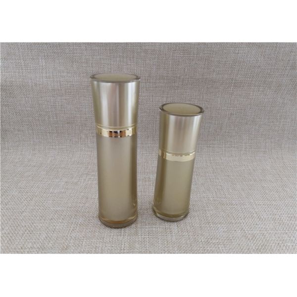 Light Gold Acrylic Cosmetic Bottle , Round Waist Fancy Lotion Bottles