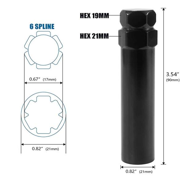 90mm 88mm 35mm Length Anti Theft Lug Nuts Chrome Wheel Nuts Aluminum