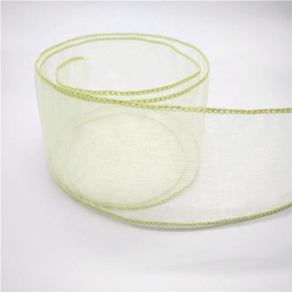 Light Purple / Yellow Wired Satin Edge Organza Ribbon Double Face Style