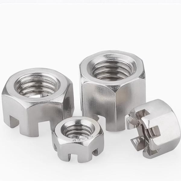 M8 M10 Stainless Steel Plain Polishing Hexagon Slotted Nut SS201 SS304 SS316 DIN935