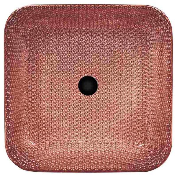 Electroplated Countertop Vanity Sinks Glass Square Vessel Shinning Copper Color Modern