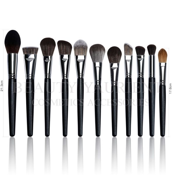 FSC Customized Ferrule Professional Cosmetic Brush Set Black Makeup Brushes Set