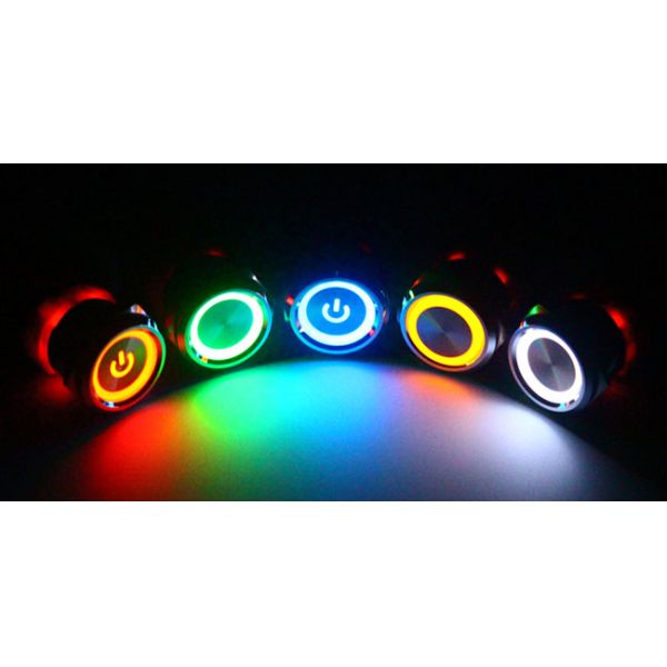 12V 220v Yellow Led Lamp Illuminated Momentary Push Button Switch