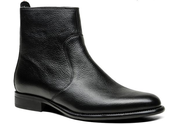 Wedding Genuine Leather Mens Ankle Boots Black Leather High Top Boots