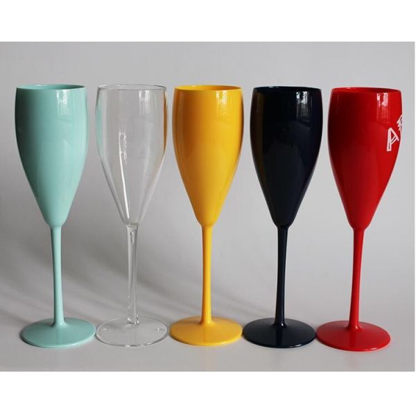 Reusable Plastic Champagne Glasses Party Red Polycarbonate Champagne Flutes 240ml 8.5oz