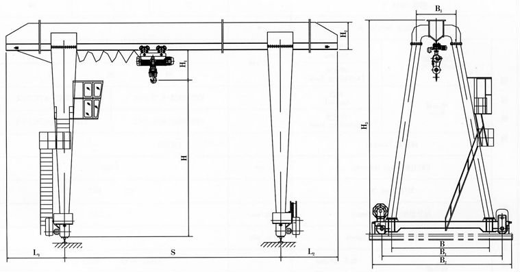 Кран на козлах 3t~20t прогона дистанционного управления A3 A4 MH одиночный с подъемом