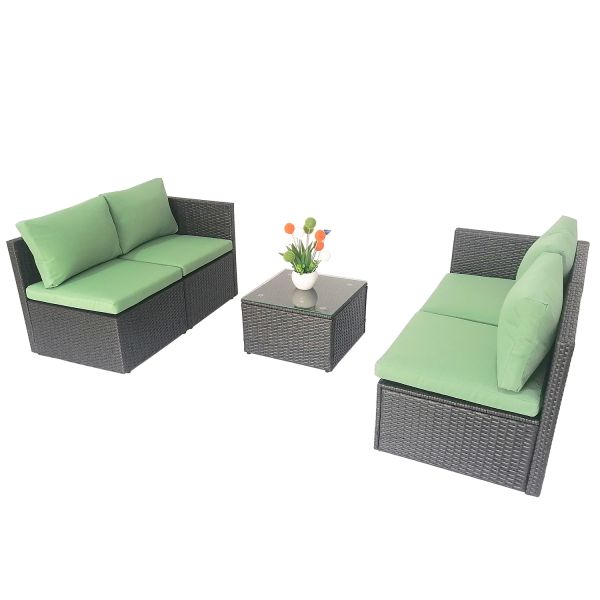 Mini Size Cheap Price Metal Frames High Quality Wicker Garden Furniture Set of 5 Sofas