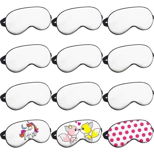 Customized Logo Super Smooth Unisex Silk Satin Sublimation Eye Mask For Airplane Hotel Sleep Eyemask