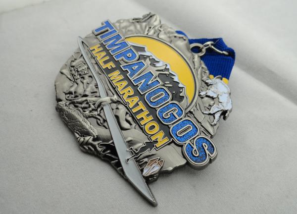 Zinc Alloy Die Casting Iron or Brass or Copper Timpanogos Half Marathon Medal with Glitter