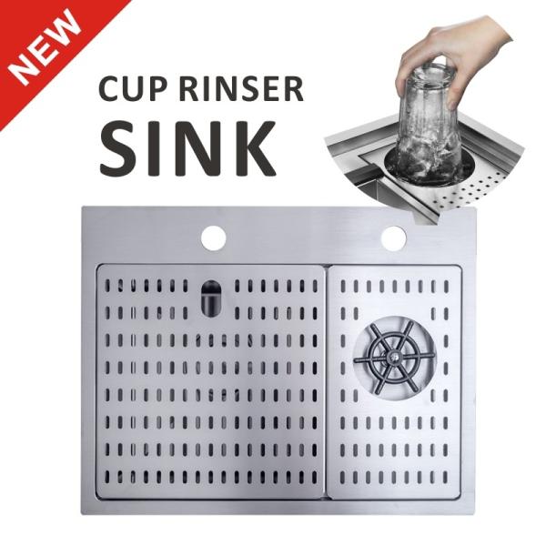 Stainless Steel Glass Rinser Sink , Single Bowl 15 Inch Undermount Bar Sink 50x40