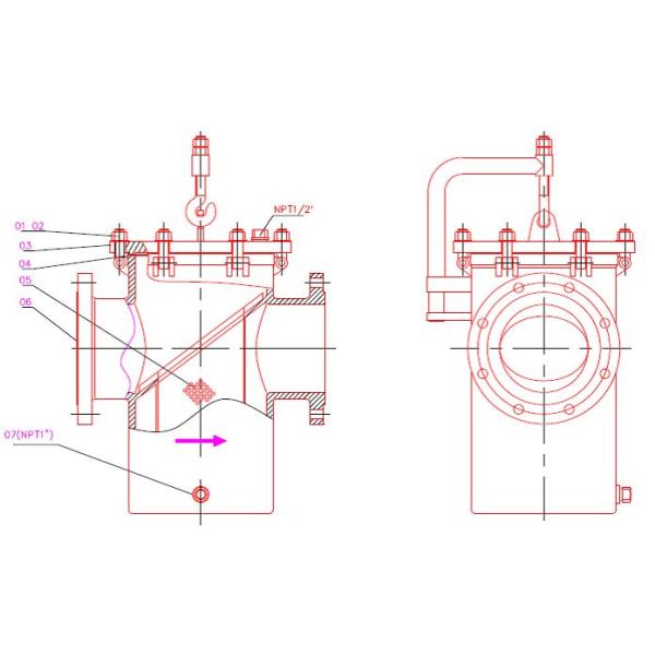 CL150LB Simplex Basket Filter Green Color Quick Opening Cover With Davit Arm