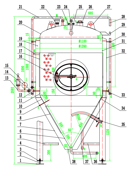 8000L 10000L Beer Fermentation Tank , Conical Beer Fermenter Dimple Cooling Jacket