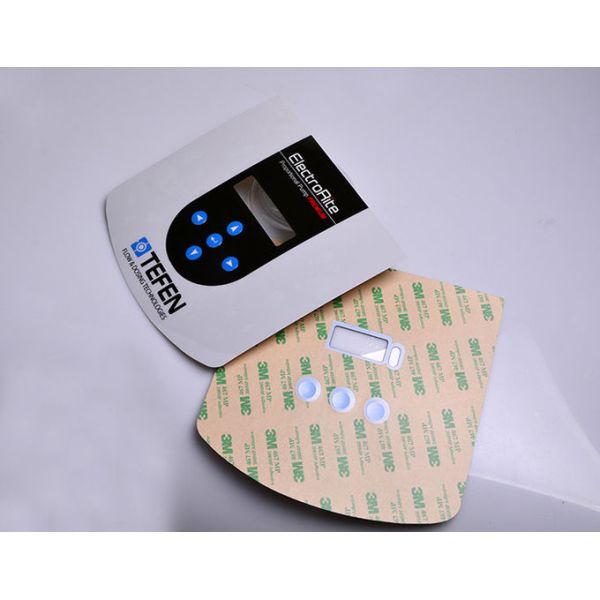 Custom strong self adhesive PC clear window embossed button control panel sticker