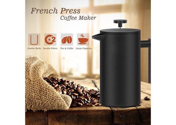 Black Color Double Wall Coffee Plunger Ss French Press Coffee Maker 27/34/51oz