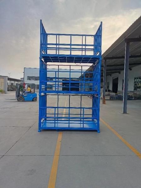 Supermarket Galvanized Stackable Metal Racks Foldable Cargo Storage Roll Container