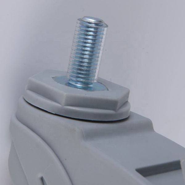 Gray OEM 4 Inch Plastic TPR Silent Swivel Medical Caster Wheel Stem Casters