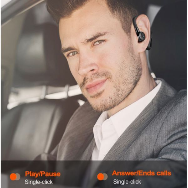 Black BT5.0 TWS Retractable Bluetooth Earphones For Driver Sport