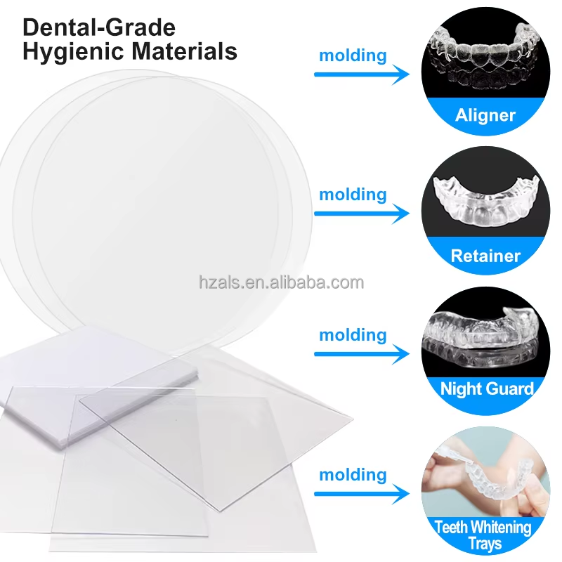 Dental Vacuum Forming Clear Teeth Aligners Invisible Lines TPU Sheet 0.4mm 0.63mm 0.76mm