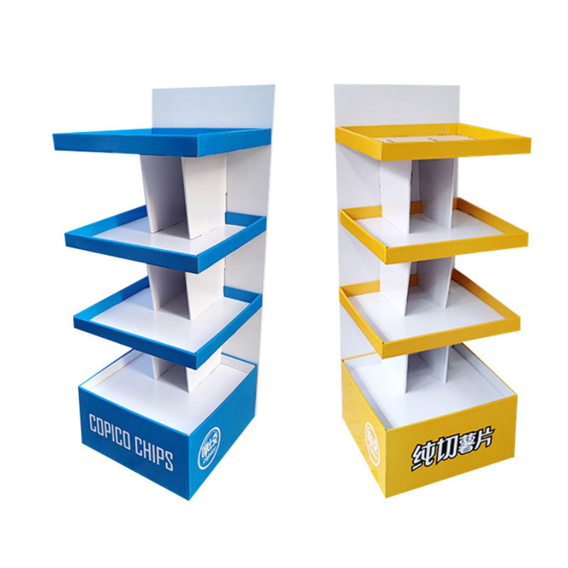 Retail Shops Eco-friendly Custom Corrugated Cardboard Display Rack with Logo Packaging