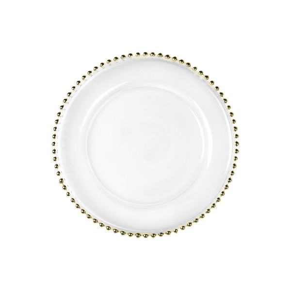 Lead Free Painted Gold Beads Crystal Glass Plates 32cm 13 Inch