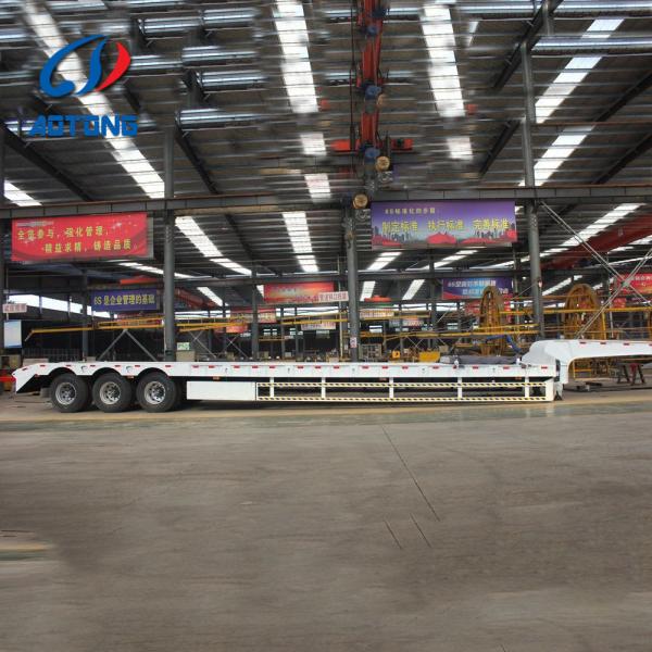 Coréia Aotong 50t de pescoço de galinha ou semirreboque plano reto com 250 mm de feixe I feixe lateral