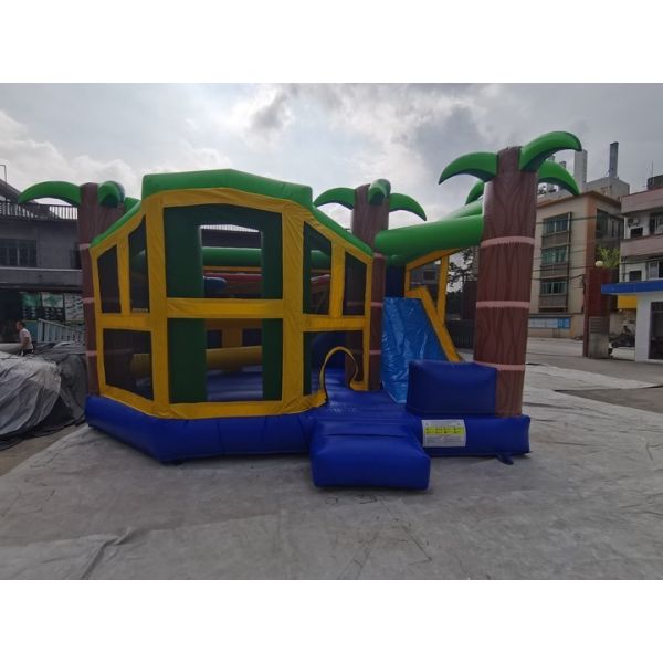 コンボ多彩なプラトン ポリ塩化ビニールの膨脹可能な跳ね上がりの城のスライド