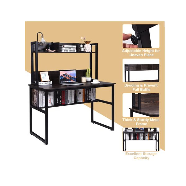 Commercial Furniture SOHO Modern Wood Desk with Bookshelf and Laptop Workingstation