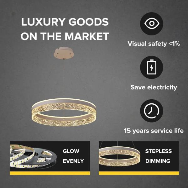 Minimalist Design Indoor Living Room Circle Dinging Room Acrylic Chandelier Gold Led Ring Pendant Light
