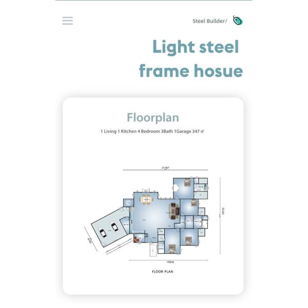 Дом виллы 2-этажа США полуфабрикат светлый стальной обрамляя с большим Windows