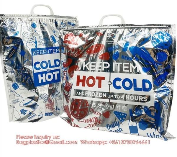 Foldable Disposable Aluminum Foil Insulated Meal Delivery Frozen Shopping Bag Hot And Cold Insulated Lunch Cooler Bag