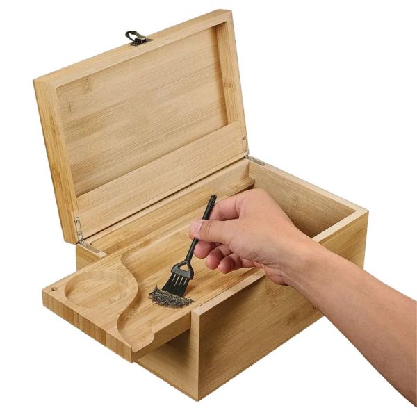 Combinación de cerradura 10 pulgadas caja de cigarrillos de madera frascos de vidrio caja de bambú con cerradura